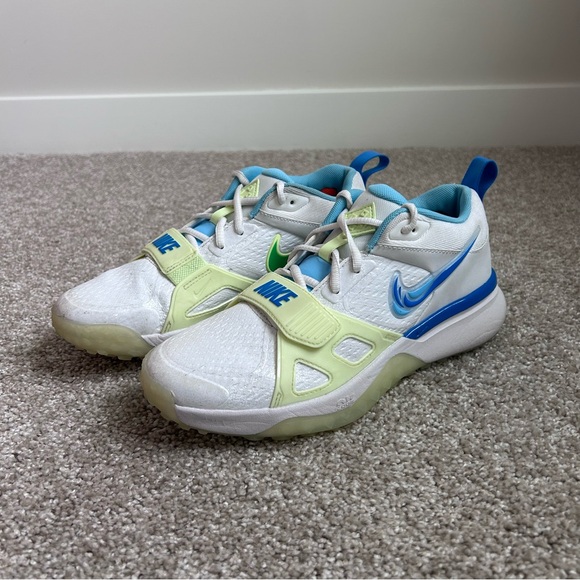 Nike Air Zoom Diamond Elite Turf White/Blue/Aquarius Blue Size 7.5 FQ7942-100 - Picture 3 of 15